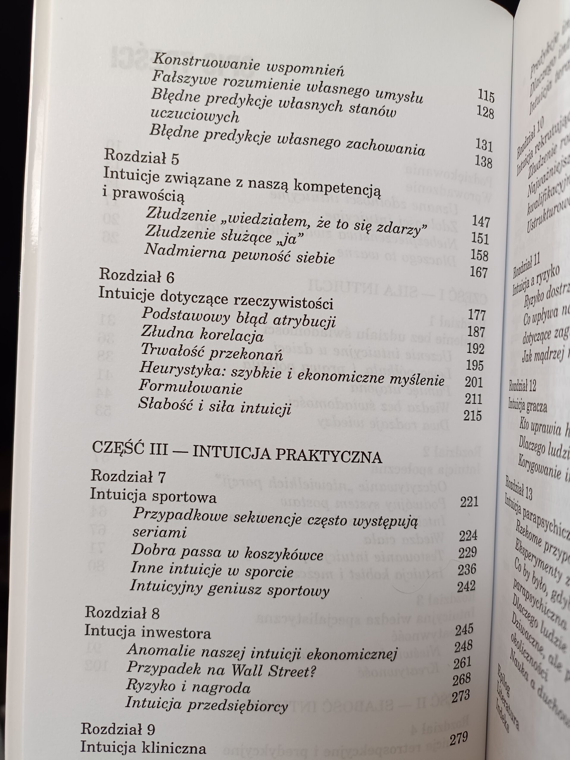 Intuicja jej siła i słabość spis tresci książki David Myers w antykwariat Szczecin
