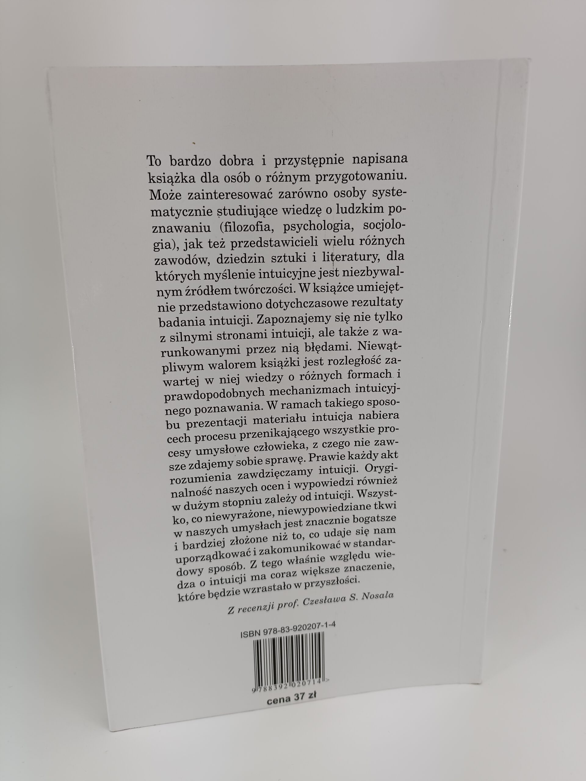 Intuicja jej siła i słabość nota od wydawcy książki David Myers w antykwariat Szczecin