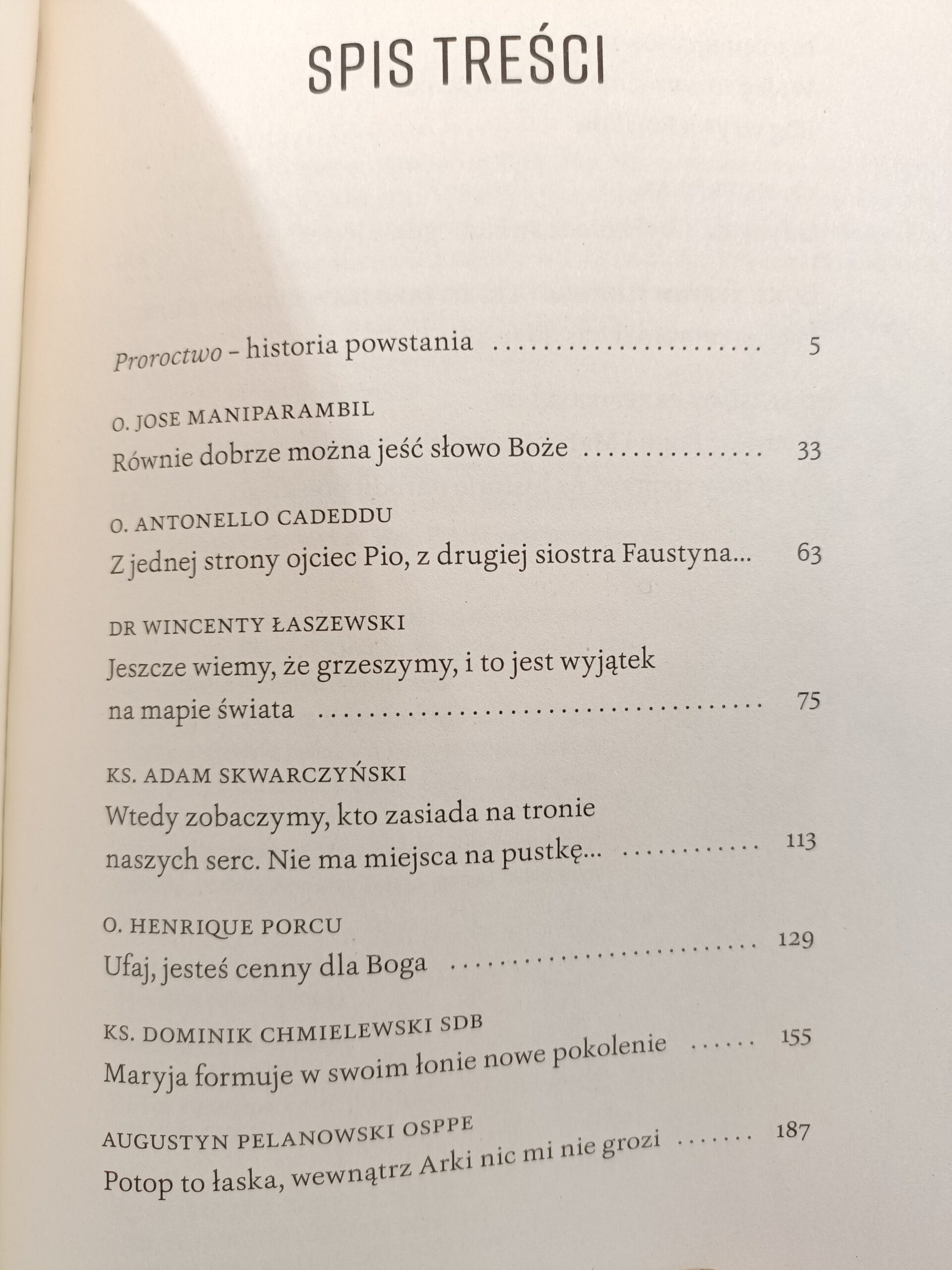 Proroctwo spis tresci ksiazki w antykwariat Szczecin