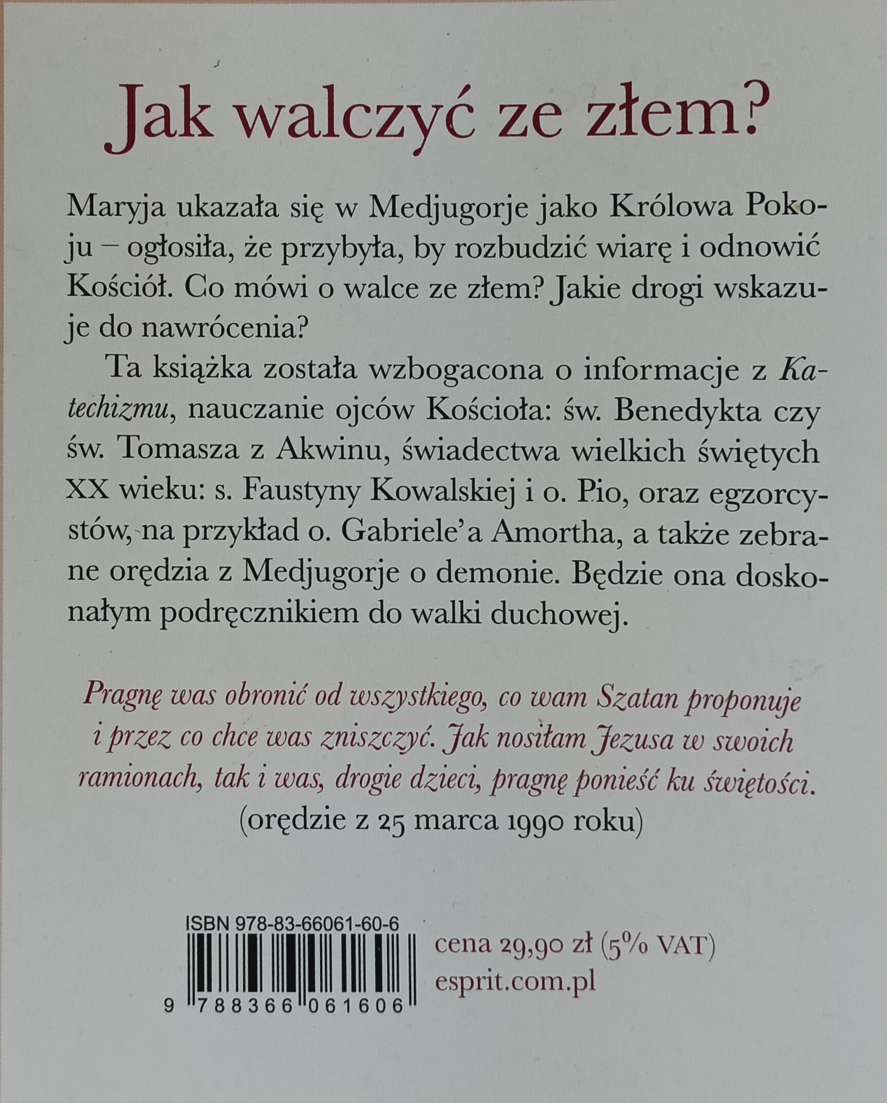 módlcie się by zwyciężyć szatana okładka tylna książki w antykwariat Szczecin