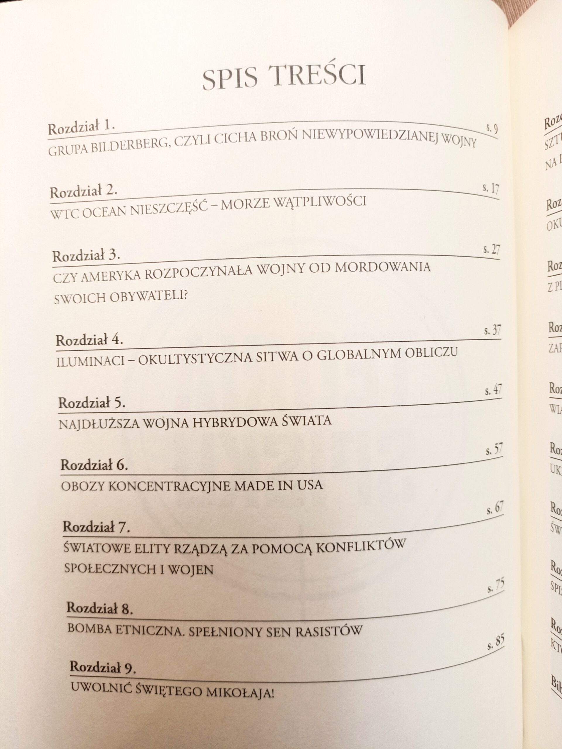 nowy porządek świata spis treści książki w antykwariat Szczecin