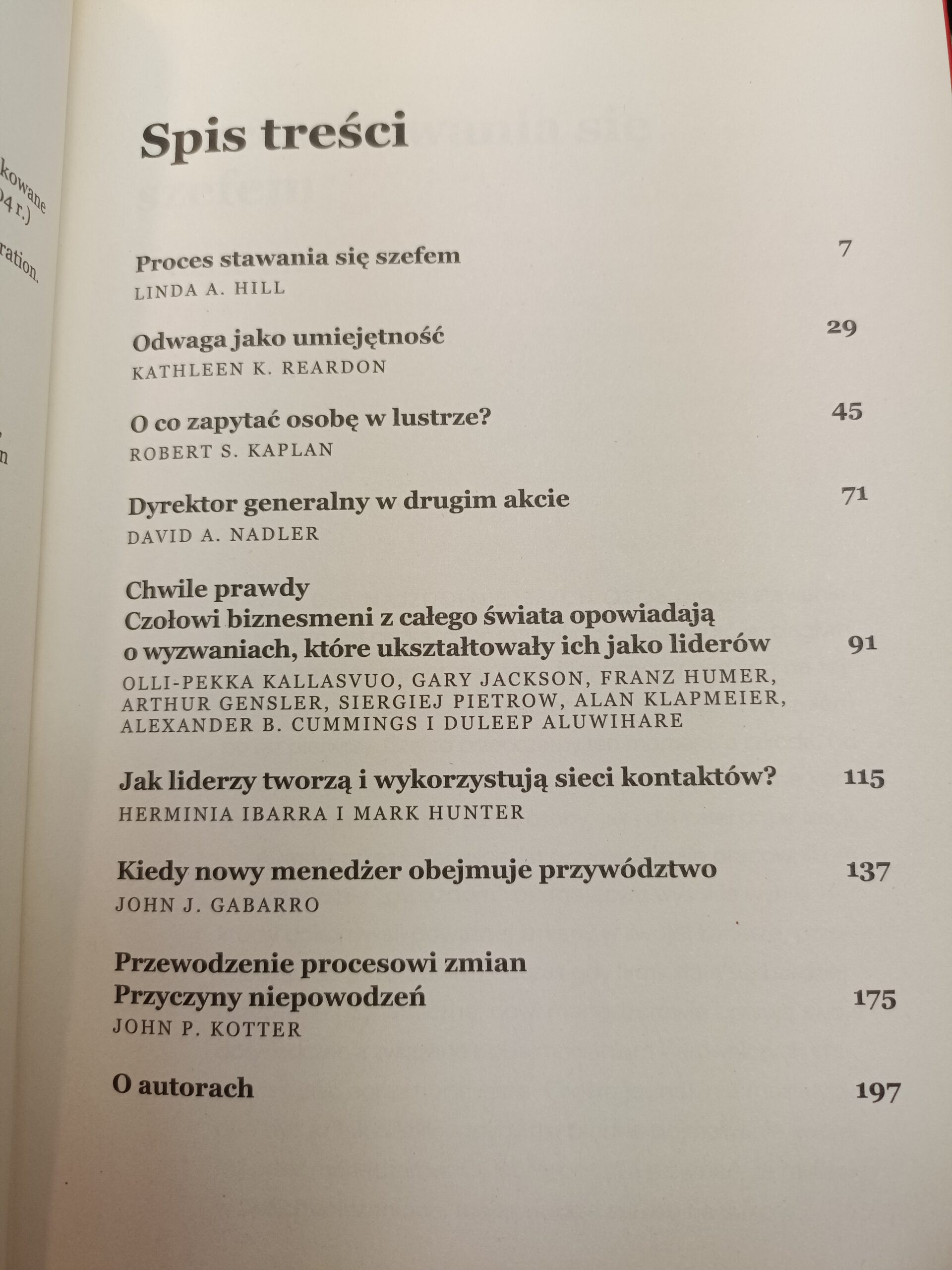 skuteczne przywództwo spis treści książki w antykwariat Szczecin
