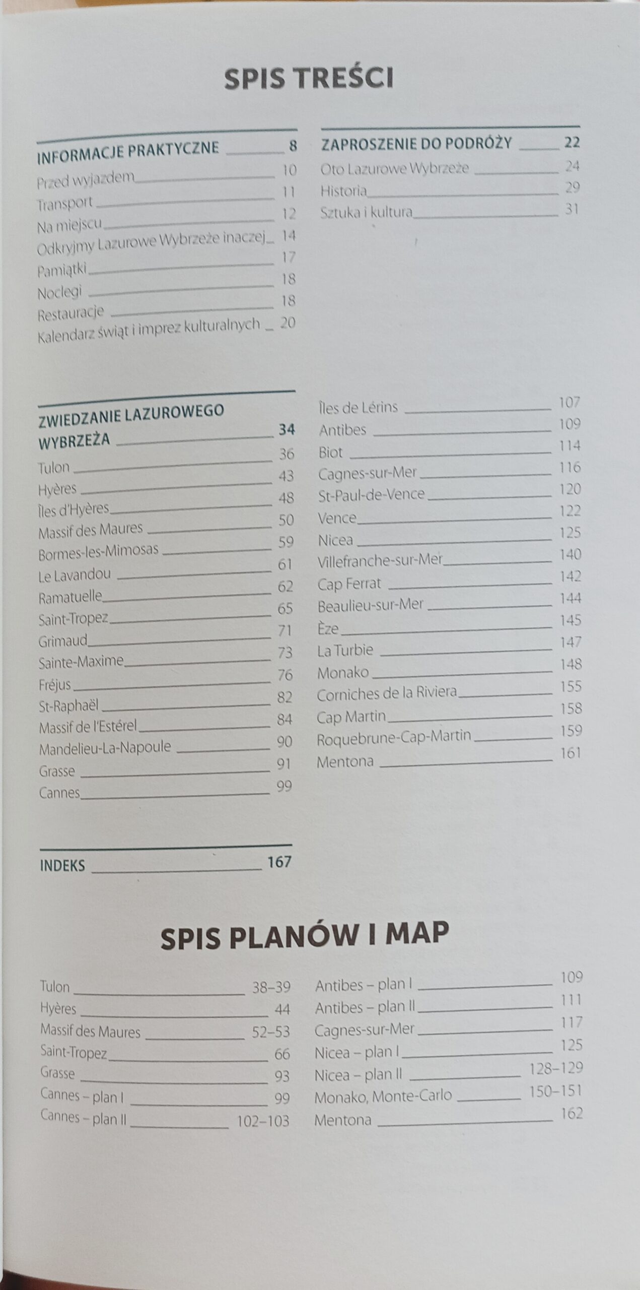 Lazurowe Wybrzeże spis treści książki w antykwariat książki używane Szczecin